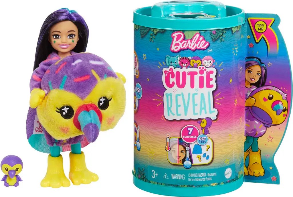 Idée Cadeau Enfant : Barbie Chelsea Cutie Reveal Toucan Série Jungle