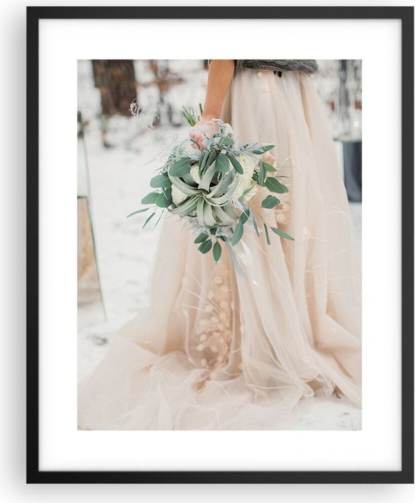 Gerahmtes Poster - Schwarzer Rahmen - Blumenstrauß Hochzeit Kleid - 40x50 cm - Wand Bild - Wanddeko - Wandbilder - Kunstposter - Wandposter - Bild...