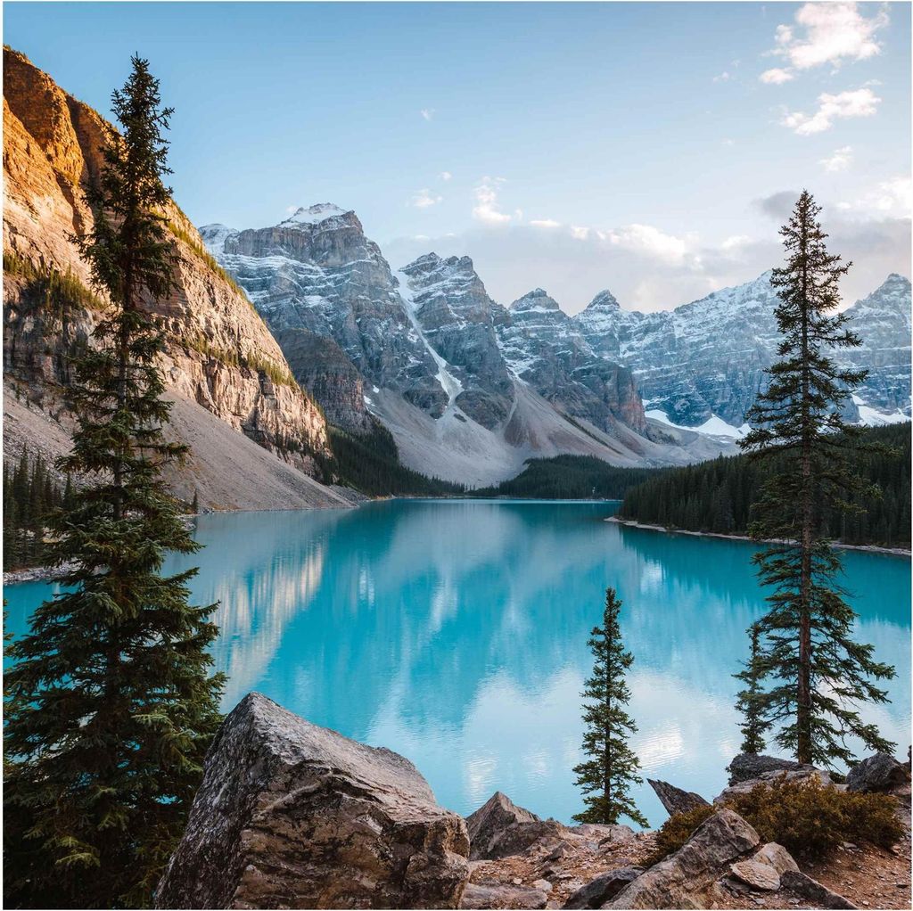 Fototapete Natur - Vliestapete - Bildtapete UV-beständig Berg blau Motiv Wandtapete geruchsfrei