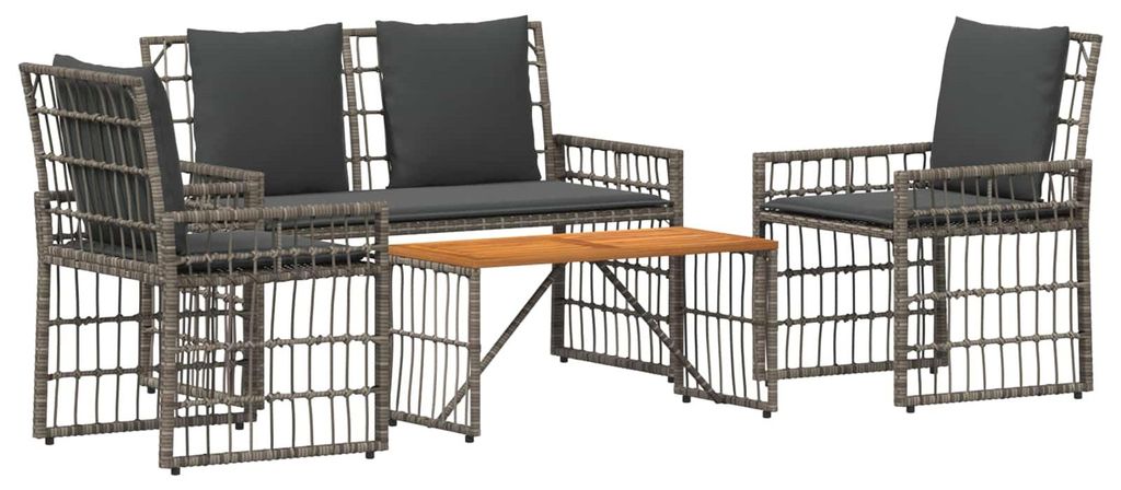 vidaXL Gartenmöbel Set 4 pcs Schwarz und Dunkelgrau