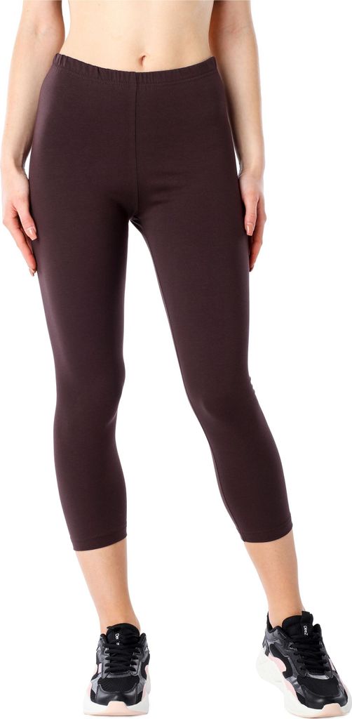 Bellivalini Damen 3/4 Leggings aus Baumwolle BLV50-184 (Braun, XS)