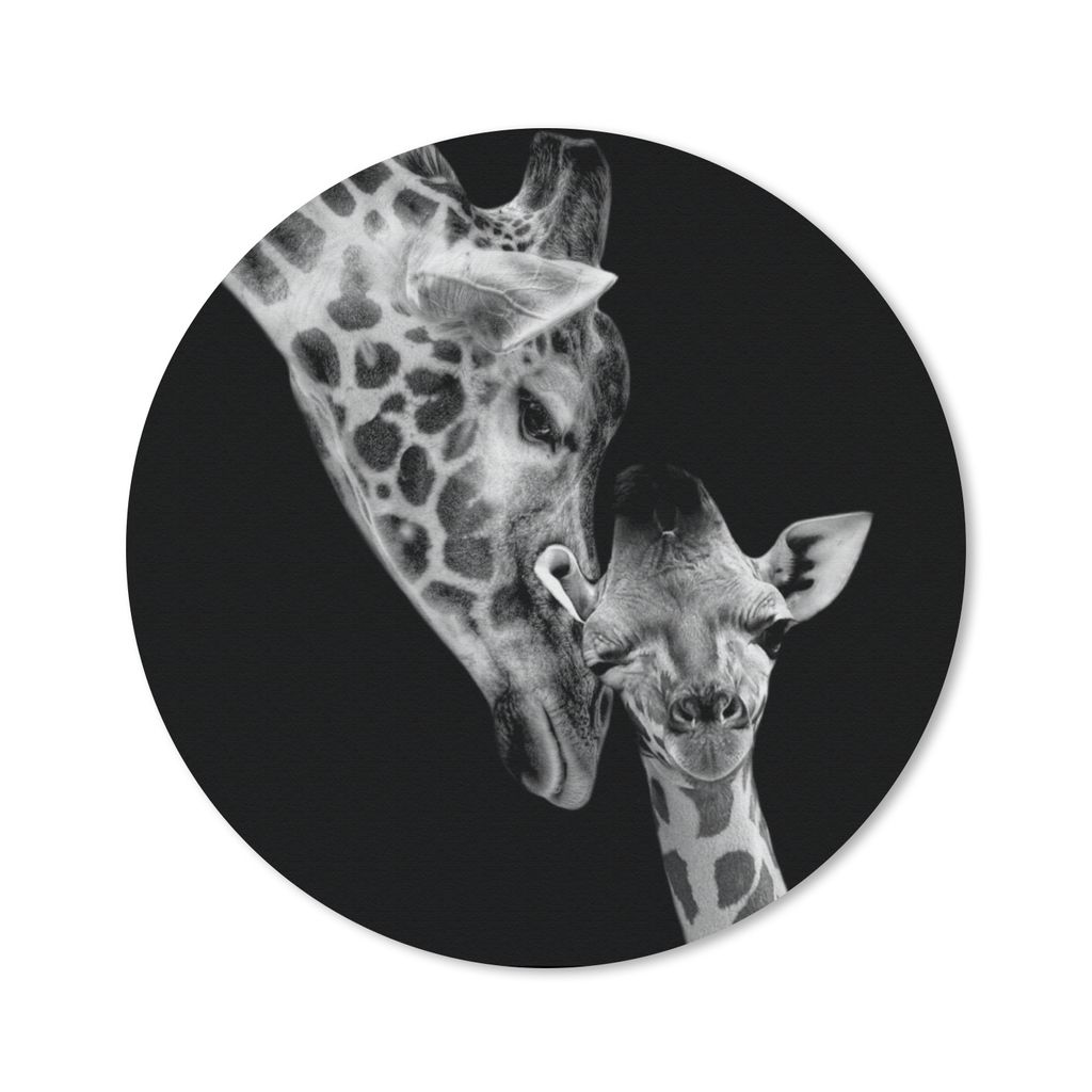 MuchoWow Mauspad Mousepad Porträt - Giraffe - Tiere - Schwarz - Weiß 30x30 cm - Mousepads - Maus Mat - Pad - Mausunterlage - Tischunterlage - S...