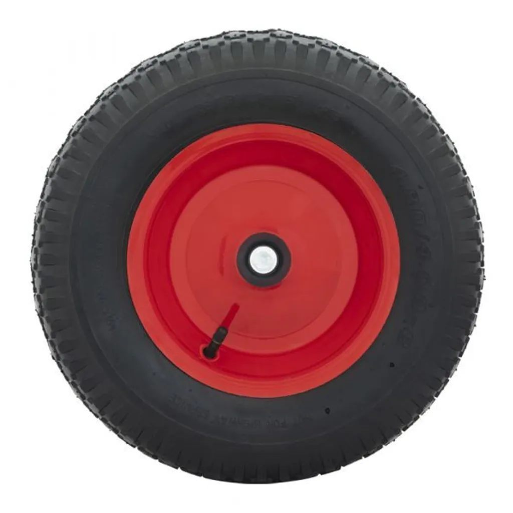 Ruota Carriola 400x8 Pneumatica + Cerchio Rosso Acciaio e Asse 20mm