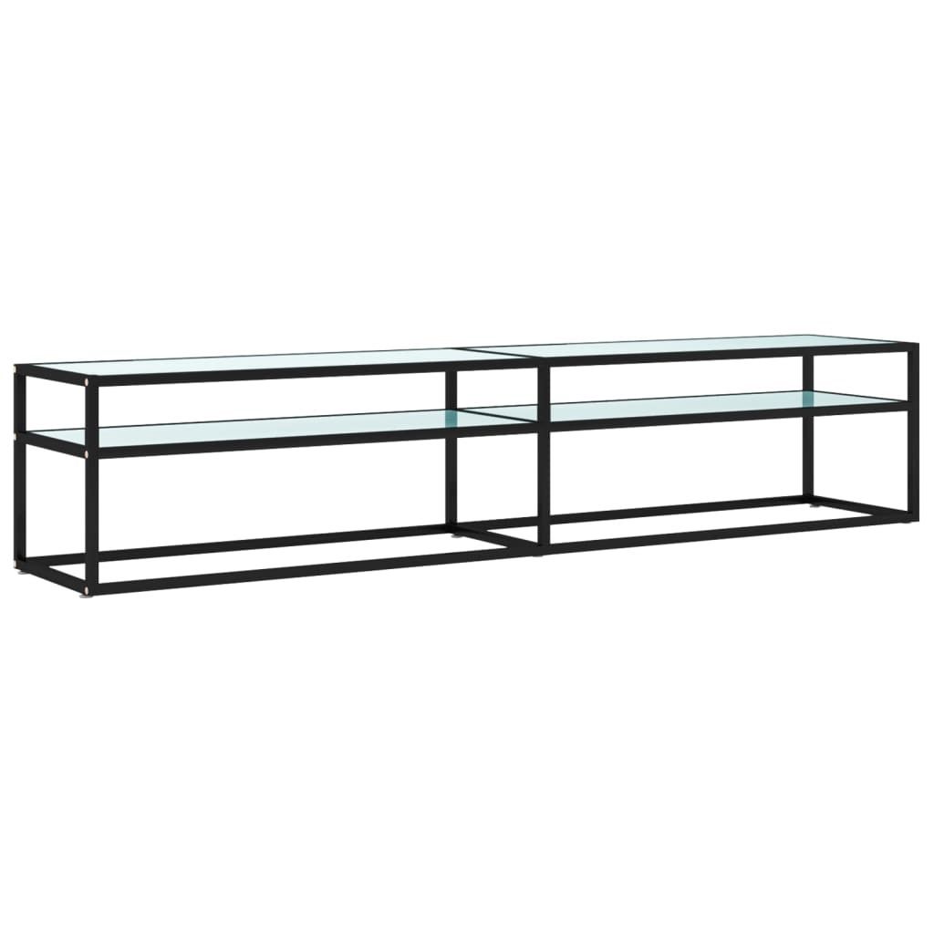 SYFAX TV-Schrank Weiß Marmor-Optik 200x40x40,5 cm Hartglas