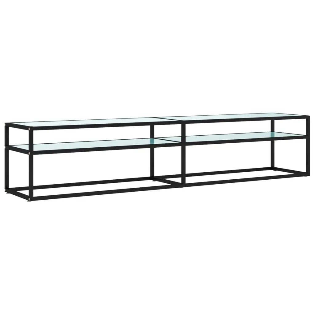 Banc TV blanc effet marbre 200 cm pour grand écran et salon moderne
