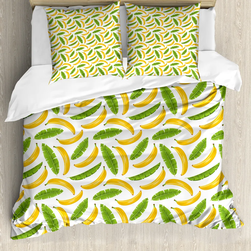 Housse de couette anti-acariens pour lit double enfant motifs bananes
