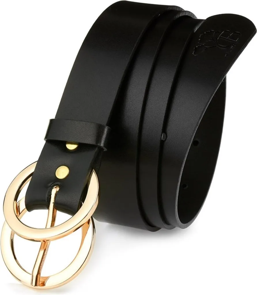 Ceinture Beltimore D5080 en Cuir Véritable Noir pour Homme - Largeur 35mm