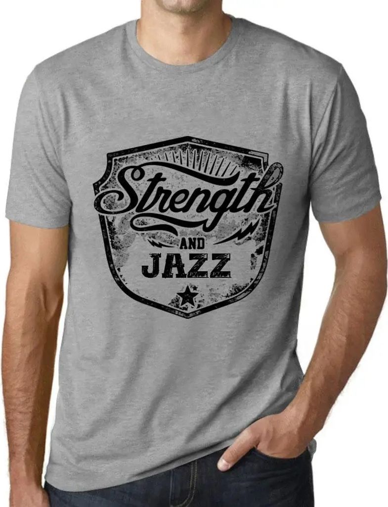 Herren Grafik T-Shirt Kraft und Jazz – Strength And Jazz – Öko-Verantwortlich Vintage Jahrgang Kurzarm Lustige Druck Geburtstag Geschenk Mann