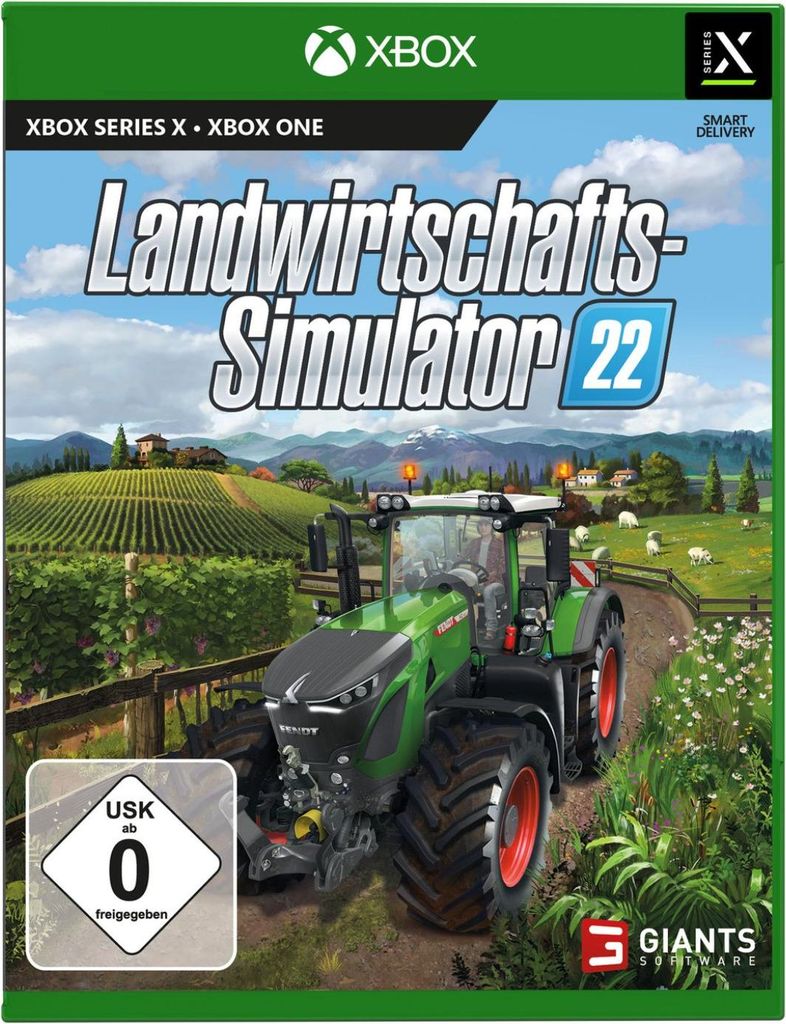 The cover art for the video game Landwirtschafts-Simulator 22 for Xbox Series X/Xbox One.