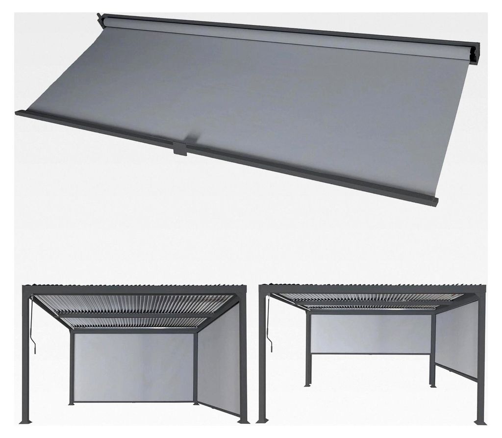 Seitenwand für Pergola HWC-L41, Ersatzseitenwand für Pavillon Rollo, Stoff/Textil 3x3m - anthrazit