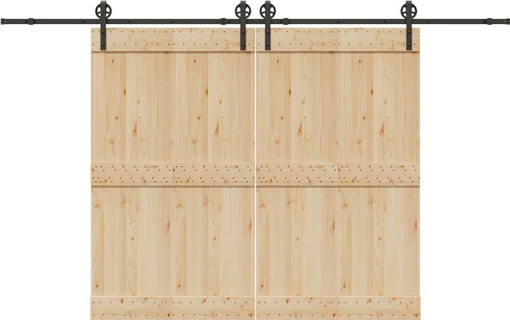 (NEU 2026) Schiebetürbeschlag-Set - 366 cm - Stahl Schwarz - Sonstiges Türzubehör - 12.4 kg