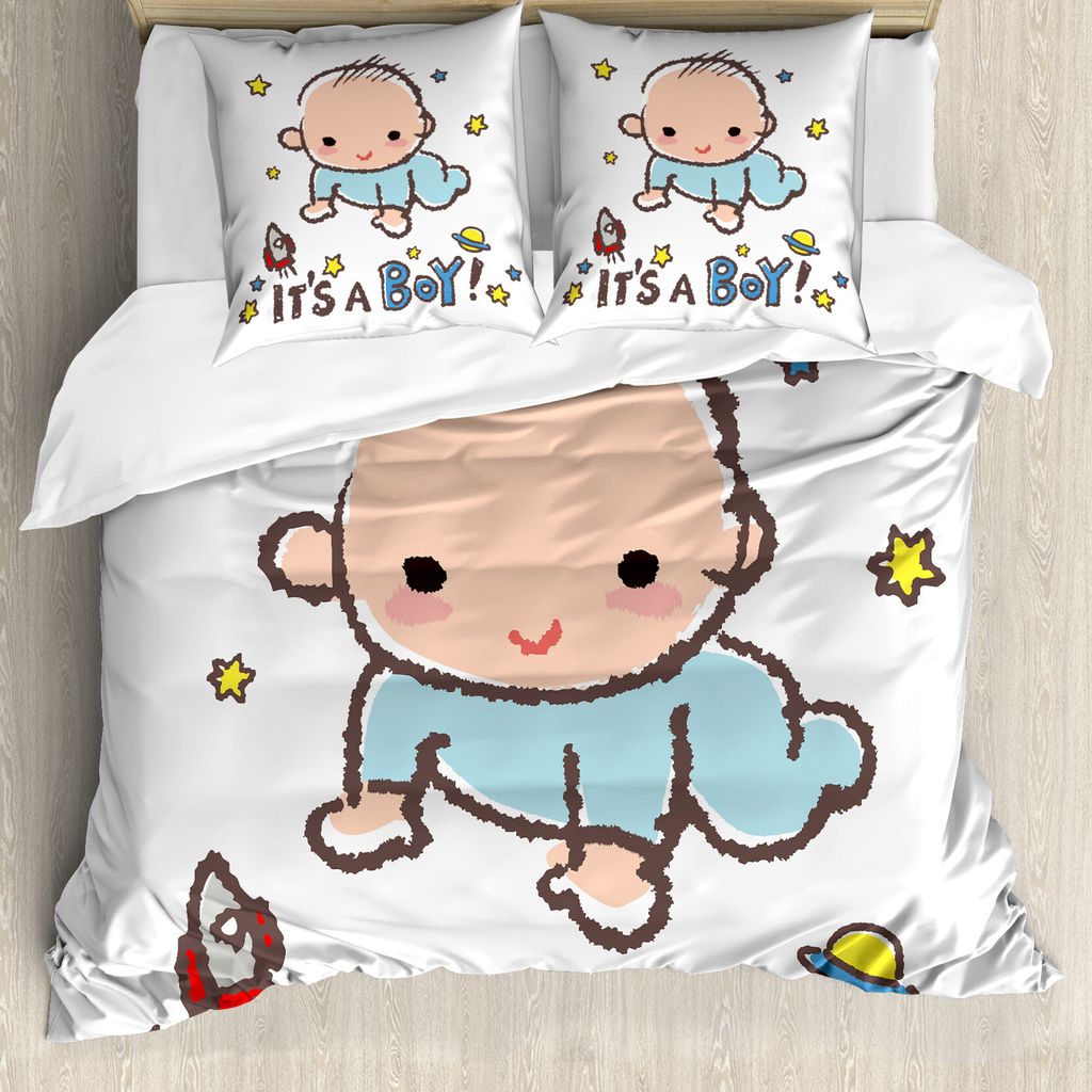 ABAKUHAUS Geschlecht Decken Bettbezug, Baby-Geschlecht, Milbensicher Allergiker geeignet mit Kissenbezügen, 155 cm x 220 cm - 80 x 80 cm, Mehrfarbig