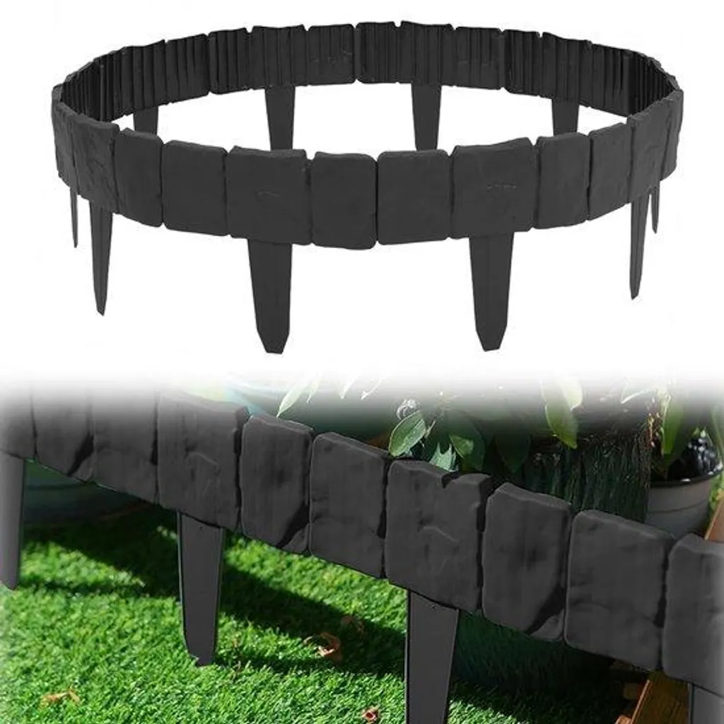 Bordure de jardin souple aspect galets en plastique lot de 20 pièces 5m