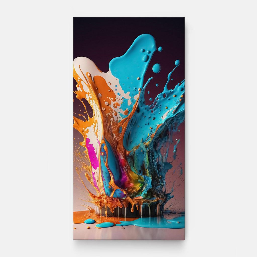ARTHUB Leinwandbild 50x100 cm, Paint Splashes (2) | Wohnzimmerdekoration, Hängende Bilder, Wanddekoration, Heimdekoration, Abstrakte, Lebendige ...