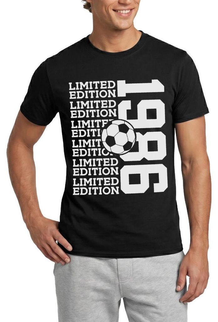 Spreadshirt Limited Edition Fußball Jahrgang 1986 Runder Geburtstag Männer T-Shirt, 4XL, Schwarz