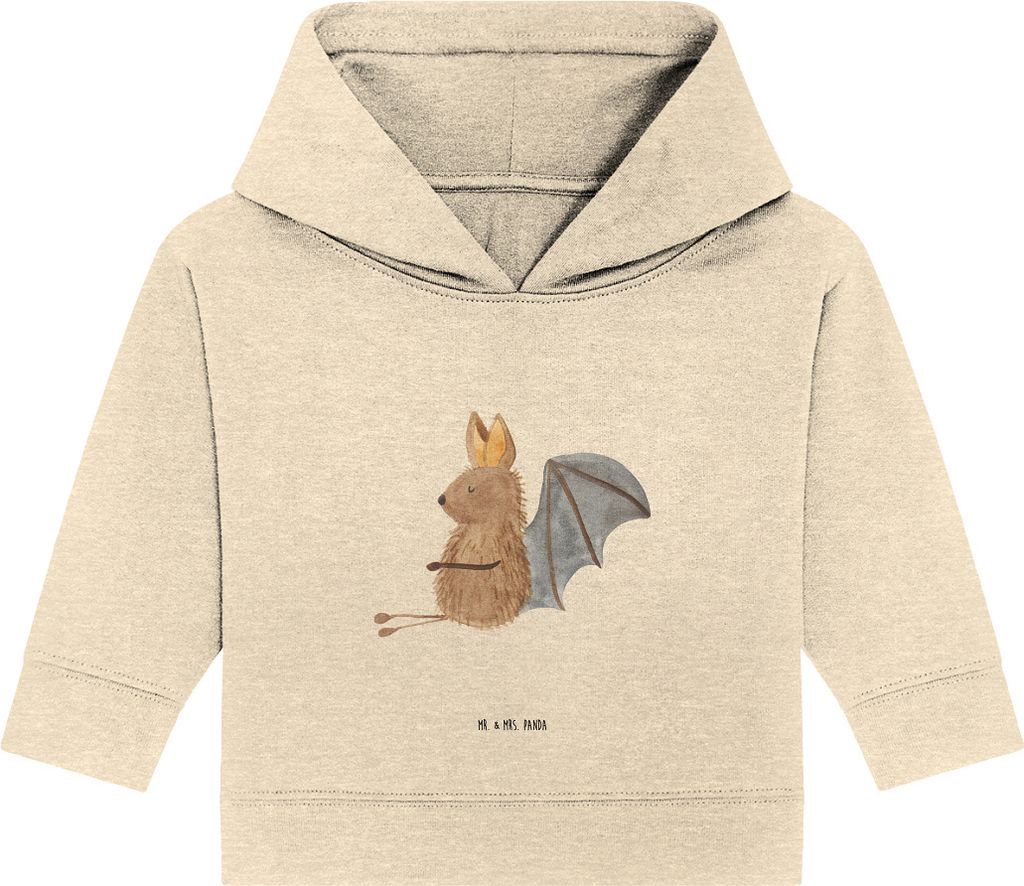Mr. & Mrs. Panda Organic Baby Hoodie Fledermaus Sitzen 24. - 36. Monat - Natural Raw - Geschenk, Kapuzensweatshirt, Motivation, Lustige Sprüche, F...