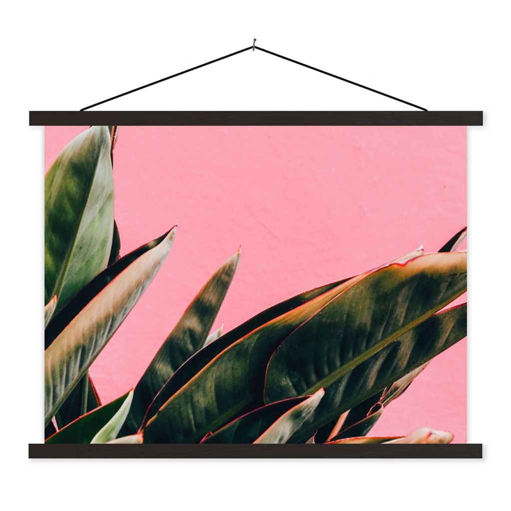 MuchoWow Textilposter Pflanzen - Frauenzunge - Rosa - Tropisch 150x113 cm mit schwarzem Rahmen - Wohnzimmer