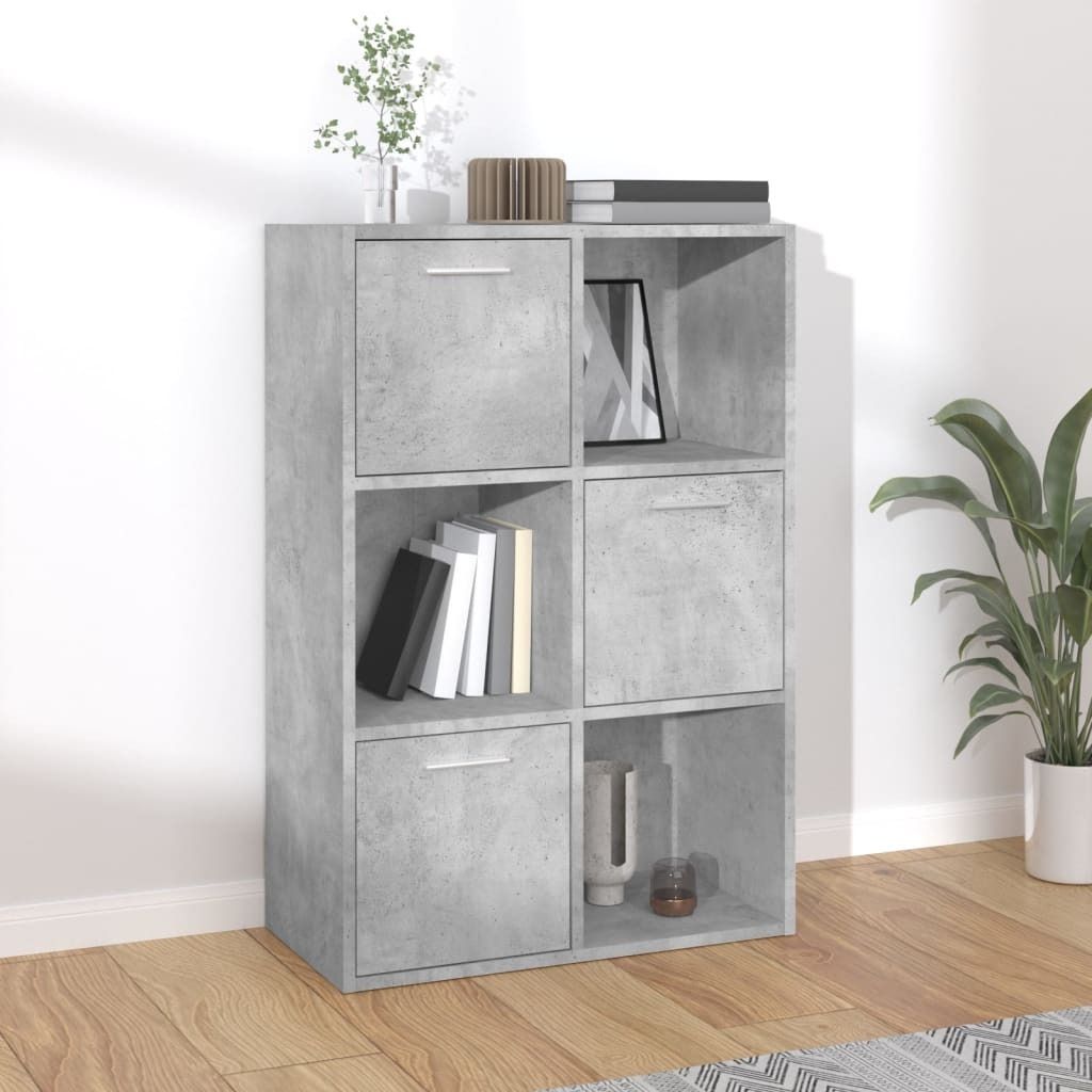 The Living Store Lagerschrank Betongrau 60x29,5x90 cm Holzwerkstoff