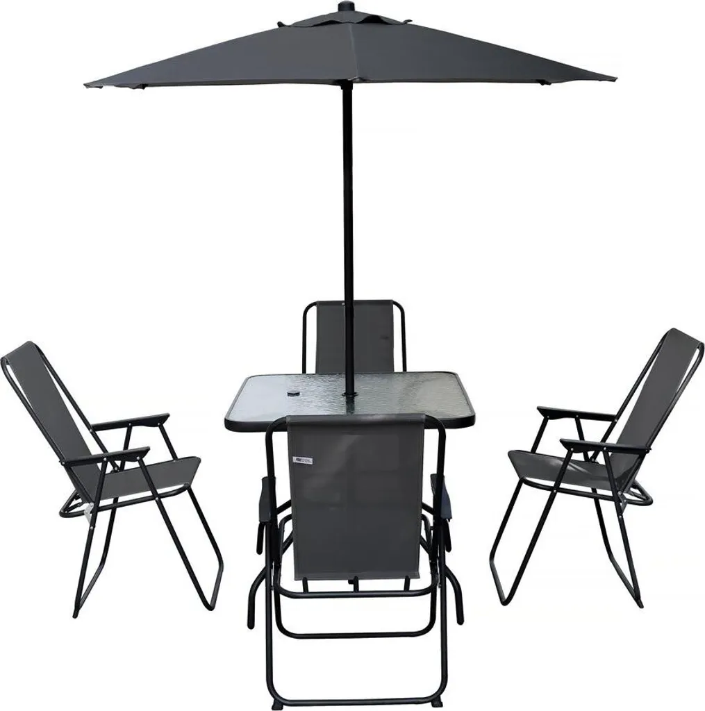 Salon de jardin gris anthracite en métal Convivia 4 places résistant