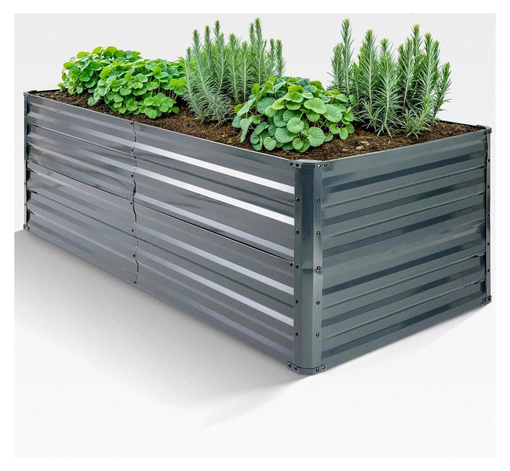 Hochbeet aus Metall 120x90x59 cm | Gartenbeet aus verzinktem Stahl | Wetterfestes und rostfreies Pflanzbeet | Rechteckiges Gemüsebeet für Garten ...