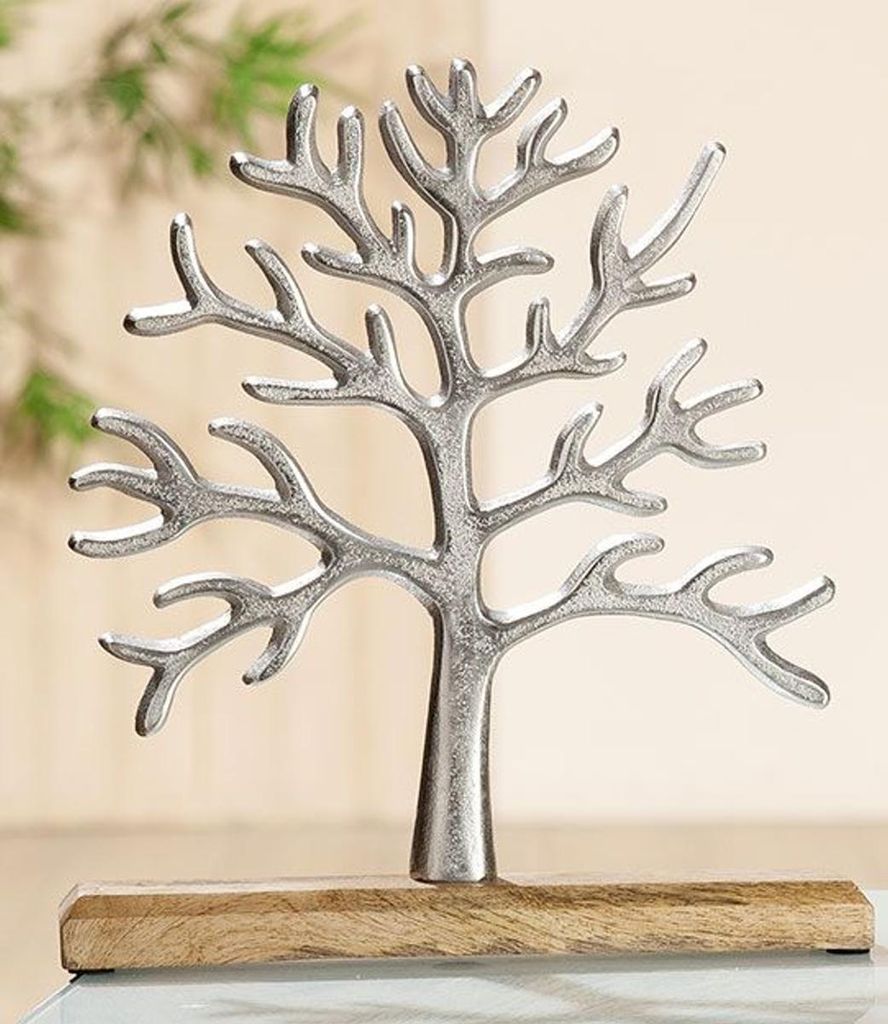 Gilde Standrelief, Lebensbaum, Aluminium, Mangoholz, Produktbild 