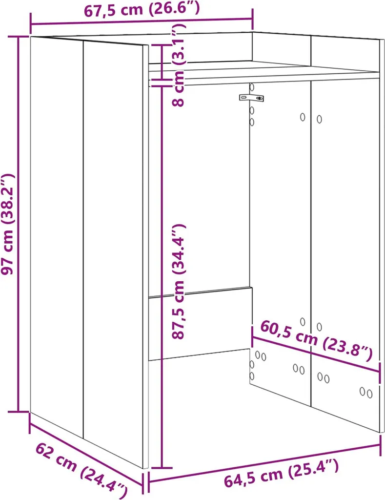 Armadio Lavatrice Rovere Nero 67,5x62x97 cm - Mobile Salvaspazio Design - 9