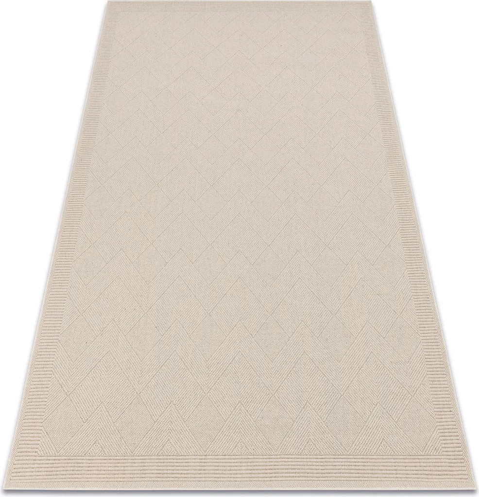 Tapis laine beige motif zigzag SIZAL 120x170 cm tissage plat résistant