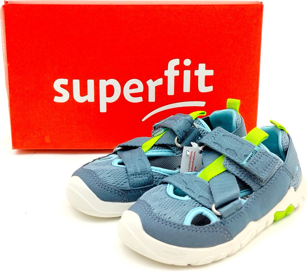 Superfit Jungen Klett Halbschuh durchbrochen blau grau kombiniert 27