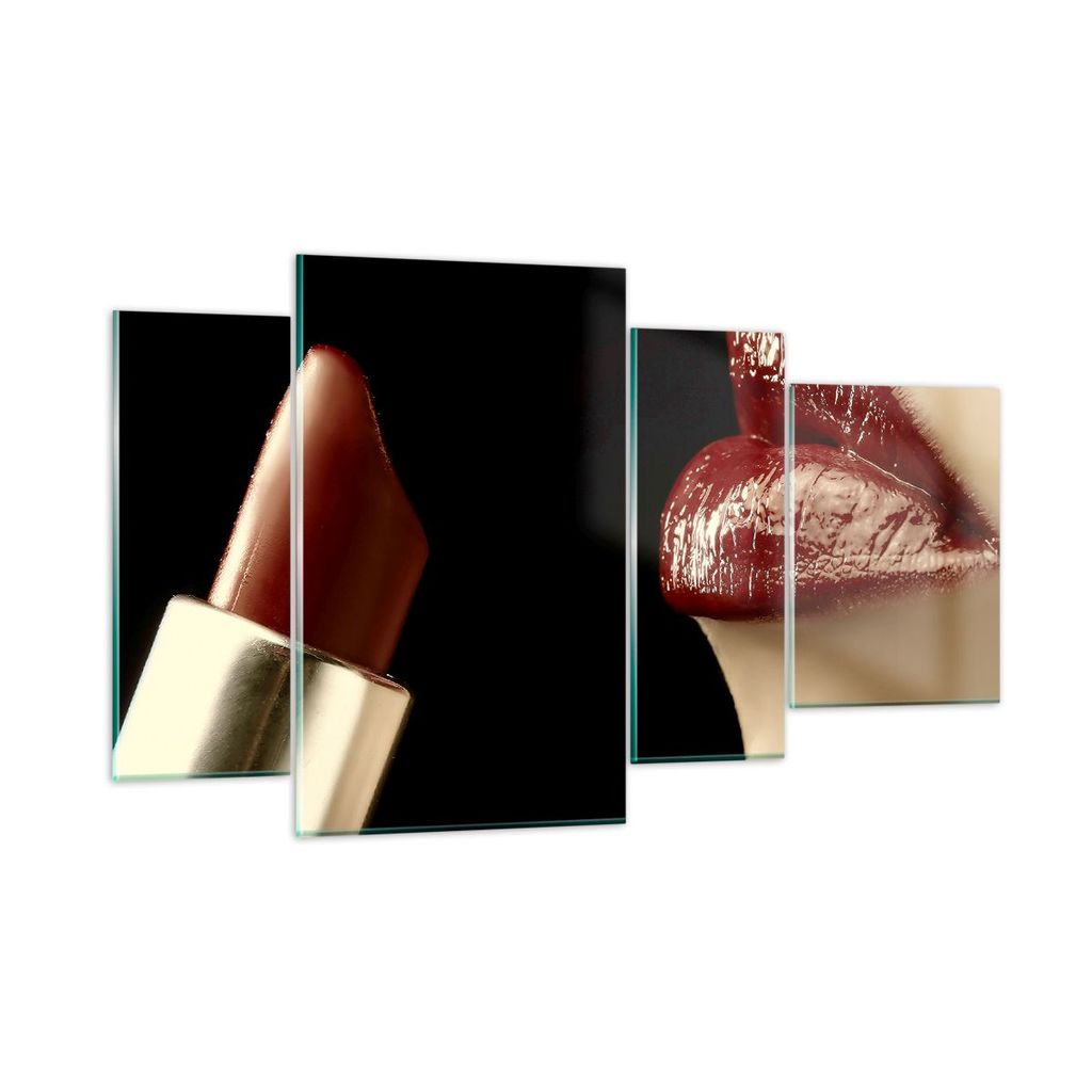 Bilder auf glas - Frau rote Lippen Lippenstift Gesicht - 120x70cm - Glasbilder - Wandbilder - Kunstdruck - Wanddekoration aus Glas - Glas Bilder - ...