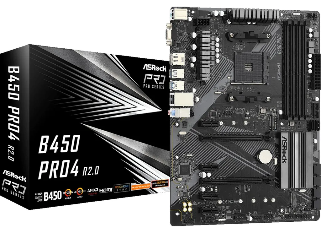 Carte mère ASRock B450 Pro4 R2.0 Socket AM4 ATX performante pour PC