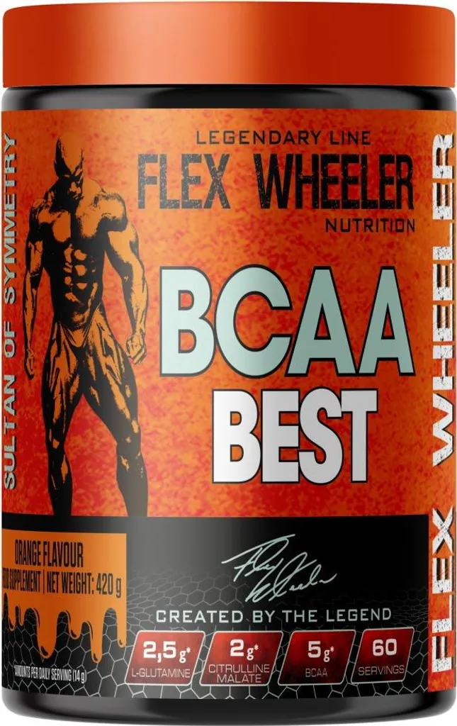 Flex Wheeler BCAA Best Orange avec L-Glutamine et Citrulline Malate 500g