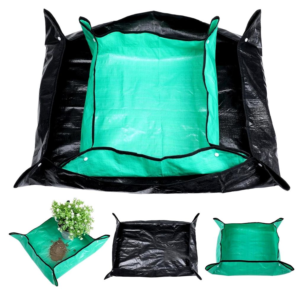 Pflanzmatte 2 Stück, Umtopfmatte & Pflanzunterlage, wasserdichte Gartenmatte & Umpflanzmatte für Blumenerde Zimmerpflanzen, faltbare Gartenmatte ...