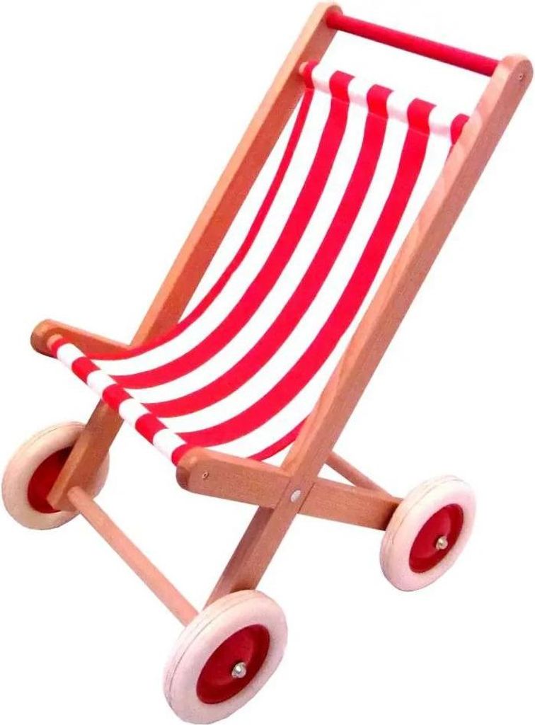 Egmont Toys Puppen-Buggy, Puppenwagen, rot/weiß gestreiftem Stoff, Maße: 40 x 59 x 38 cm