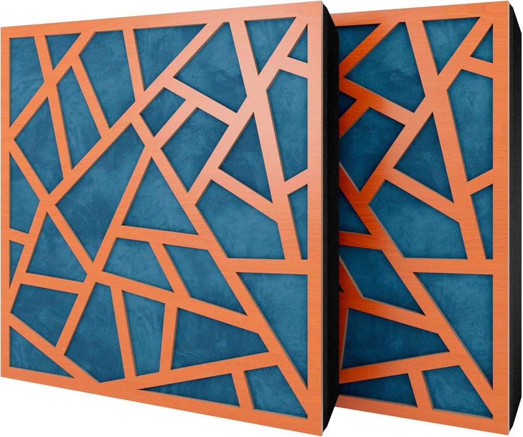 2er-Pack – Akustikpaneel mit Samtstoff und Befestigungsset | 50x50x5cm | Schallabsorption-Diffusion-Reflexion-Schalldämmung | [SKYROSS -Kirschba...