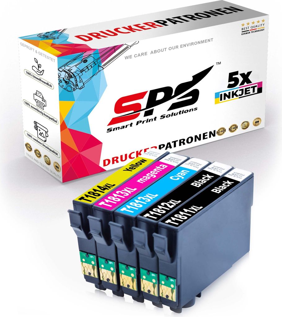 5er Multipack Set kompatibel für Epson Expression Home XP-102 (C11CC05301) Druckerpatronen 18XL