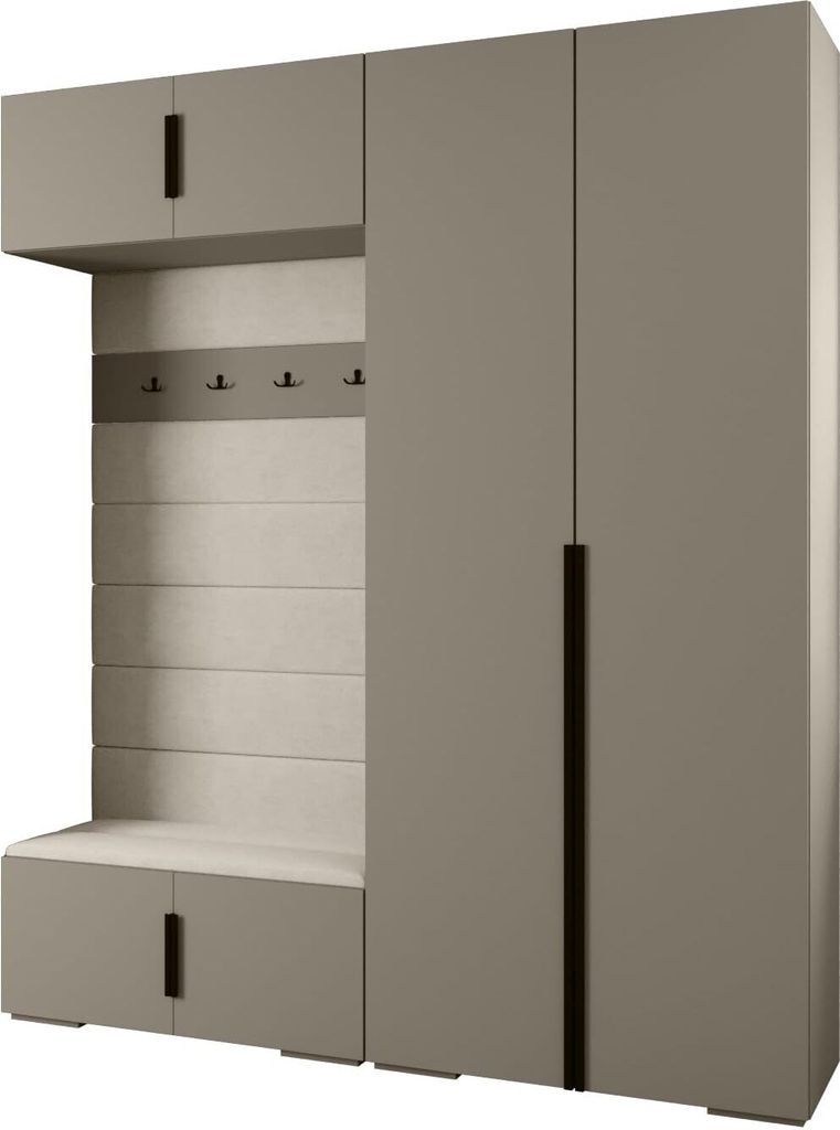 MEBLE KRYSPOL Inova 1 Möbelset Garderobe, 236,7x200x47cm - Kaschmir, Manila 02, Schwarz