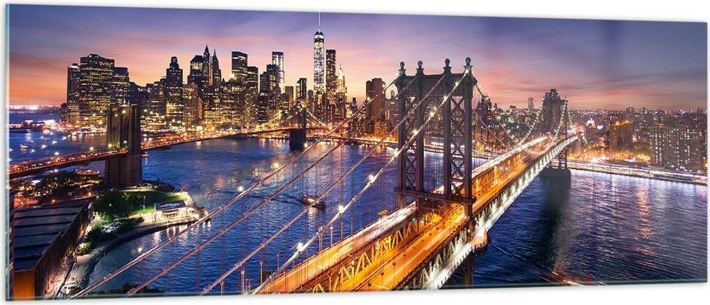 Bilder auf glas - Usa amerika new york manhattan - 140x50cm - Glasbilder - Wandbilder - Kunstdruck - zum Aufhängen bereit - Wanddekoration aus Gla...