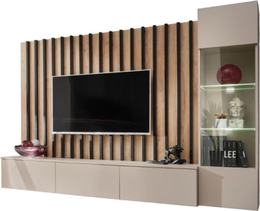 Composition murale TASHYA – Meuble TV, vitrine suspendue et Image du produit 