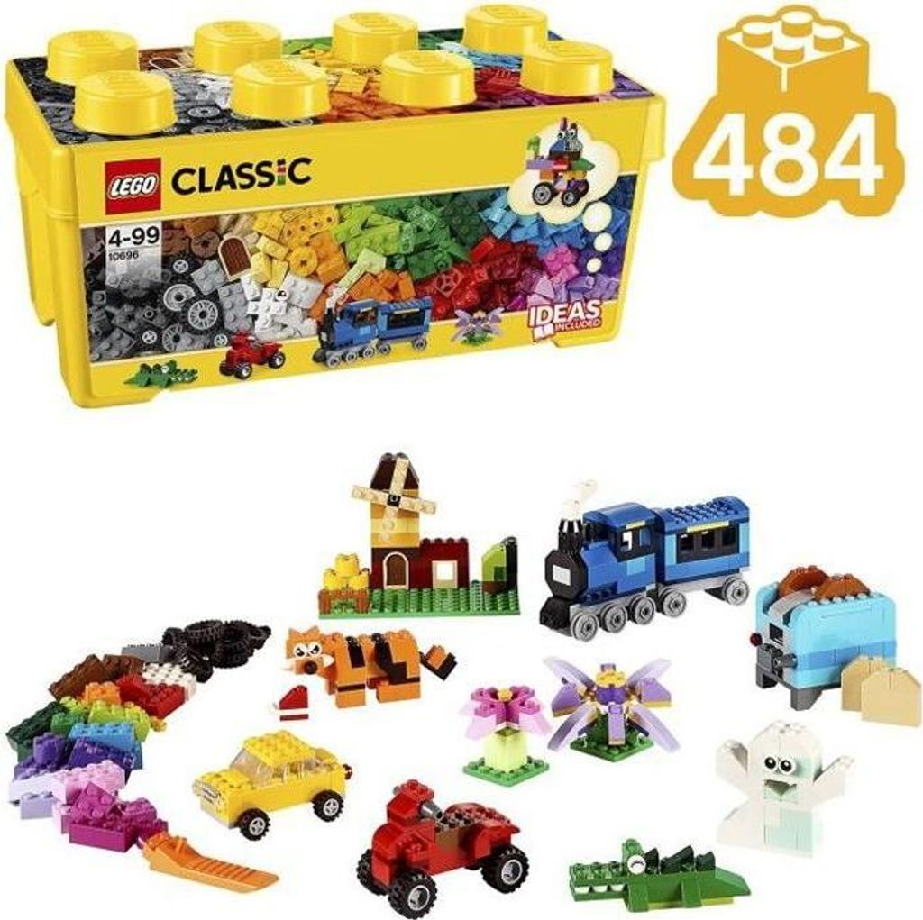 LEGO Classic 10696 Kreative Bausteinebox, 35 verschiedene Farben, Offenes Bauset, Einfache Aufbewahrung