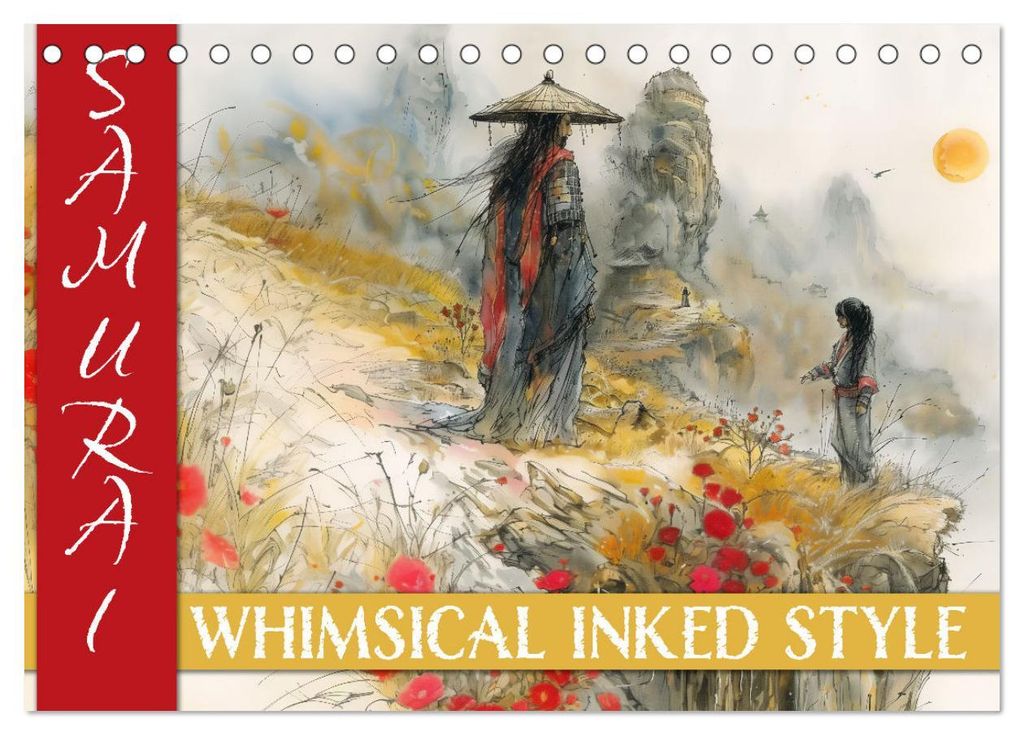 Samurai - whimsical inked style (Tischkalender 2027 DIN A5 quer), CALVENDO Monatskalender