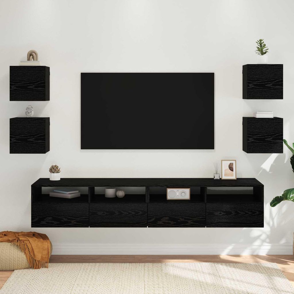 Maison Exclusive - Wandmontiertes TV-Regal 4 pcs Schwarze Eiche 30,5 x 30 x 30 cm