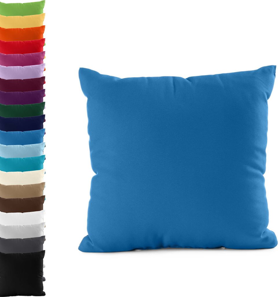 DOPPELPACK Kissenbezüge 40x145cm JERSEY Seitenschläferkissen Kissenbezug 100% Baumwolle 160gr/m² Kissenhülle Kissen, Farbe: Blau