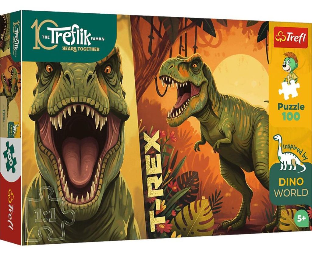 Puzzle - 100 - Inspired By Dino World - T-Rex Treflik Family - Trefl 16578