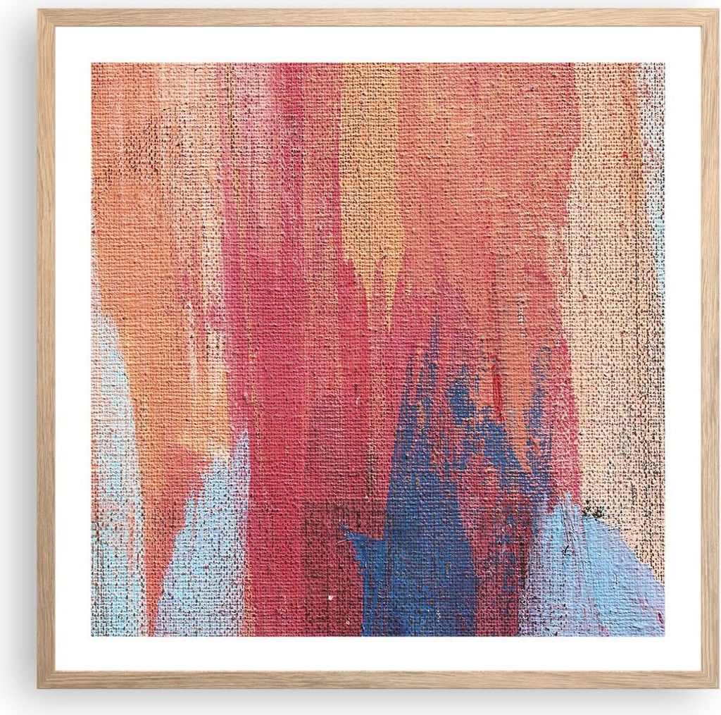 Gerahmtes Poster - Rahmen in heller Eiche - Die Farben Farben Abstraktion - 60x60 cm - Wand Bild - Wanddeko - Wandbilder - Kunstposter - Wandposter...