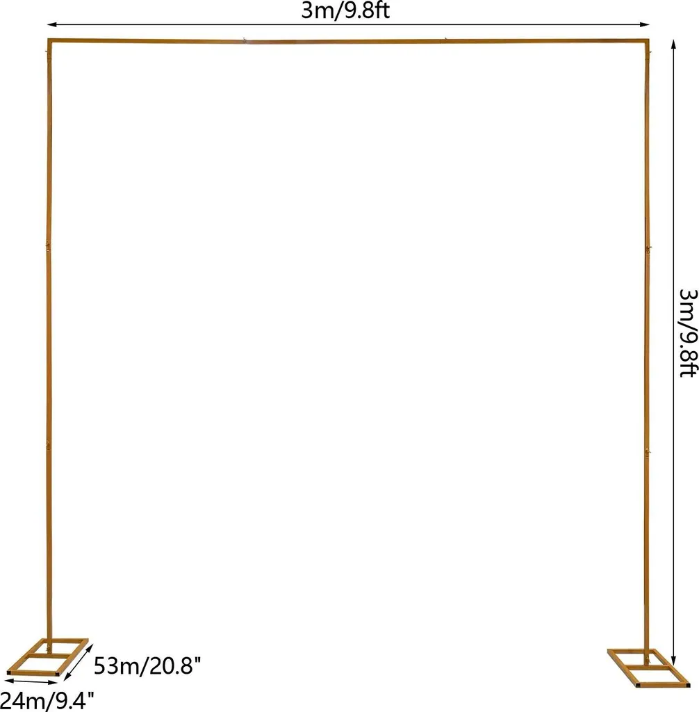 Arche de mariage stable et réglable - Support fond métal or 3m pro