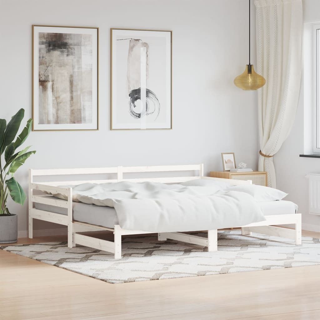 Cloris Designermöbel Tagesbett Ausziehbar Weiß 90x190 cm Massivholz Kiefer 2024 Neu