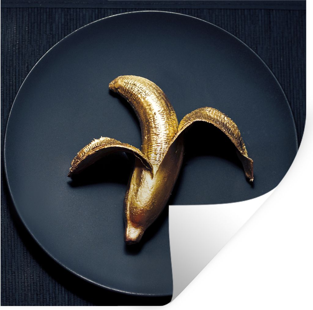 MuchoWow Wandtattoo Wandsticker Wandaufkleber Goldene Banane auf dunklem Hintergrund 80x80 cm Selbstklebend und Repositionierbar - Wierderverwend...