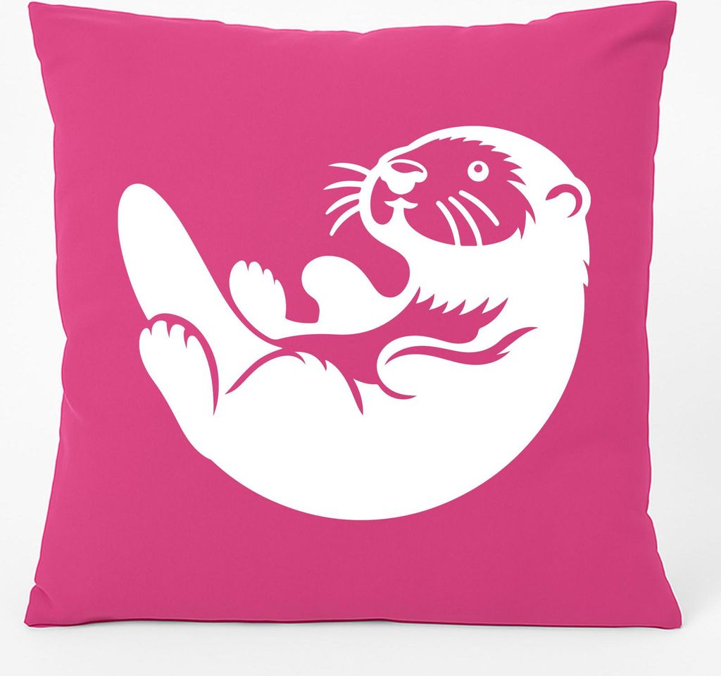 Huuraa Kissen Otter Silhouette 40x40cm mit Füllung Fuchsia Baumwolle Dekokissen Geschenkidee