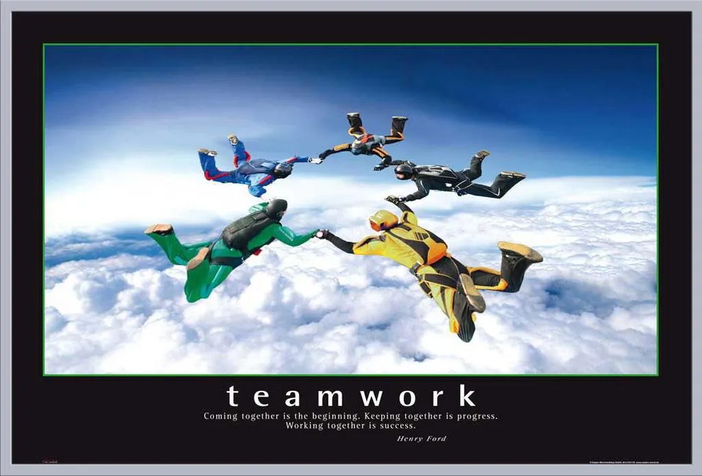 Affiche Motivation Parachutistes Shinsuke cadre argenté 61x91,5 cm