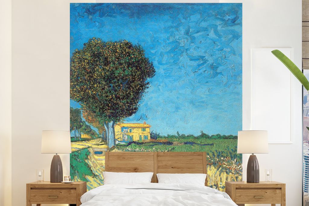 MuchoWow Fototapete für Wohnzimmer oder Schlafzimmer Wandtapete Vinyl Motivtapete Die Allee bei Arles - Vincent van Gogh - 195x240 cm - Gemusterte